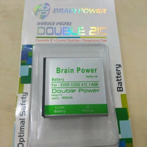 Double Power Battery Batere Batre Baterai Brain Power Evercoss A12 A26