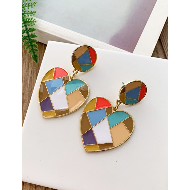 LRC Anting Tusuk Fashion Color Alloy Love Color Colored Earrings F55675