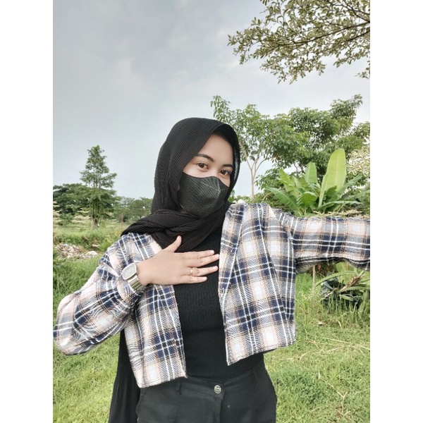 CROP TOP FLANEL / KEMEJA FLANEL WANITA / KEMEJA CROP / KEMEJA WANITA TERBARU-1