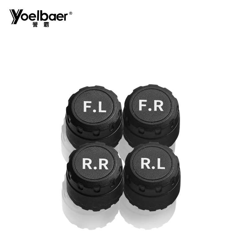 Yoelbaer Monitoring Tekanan Ban Mobil Wireless TPMS Solar Power-YB978-Hitam