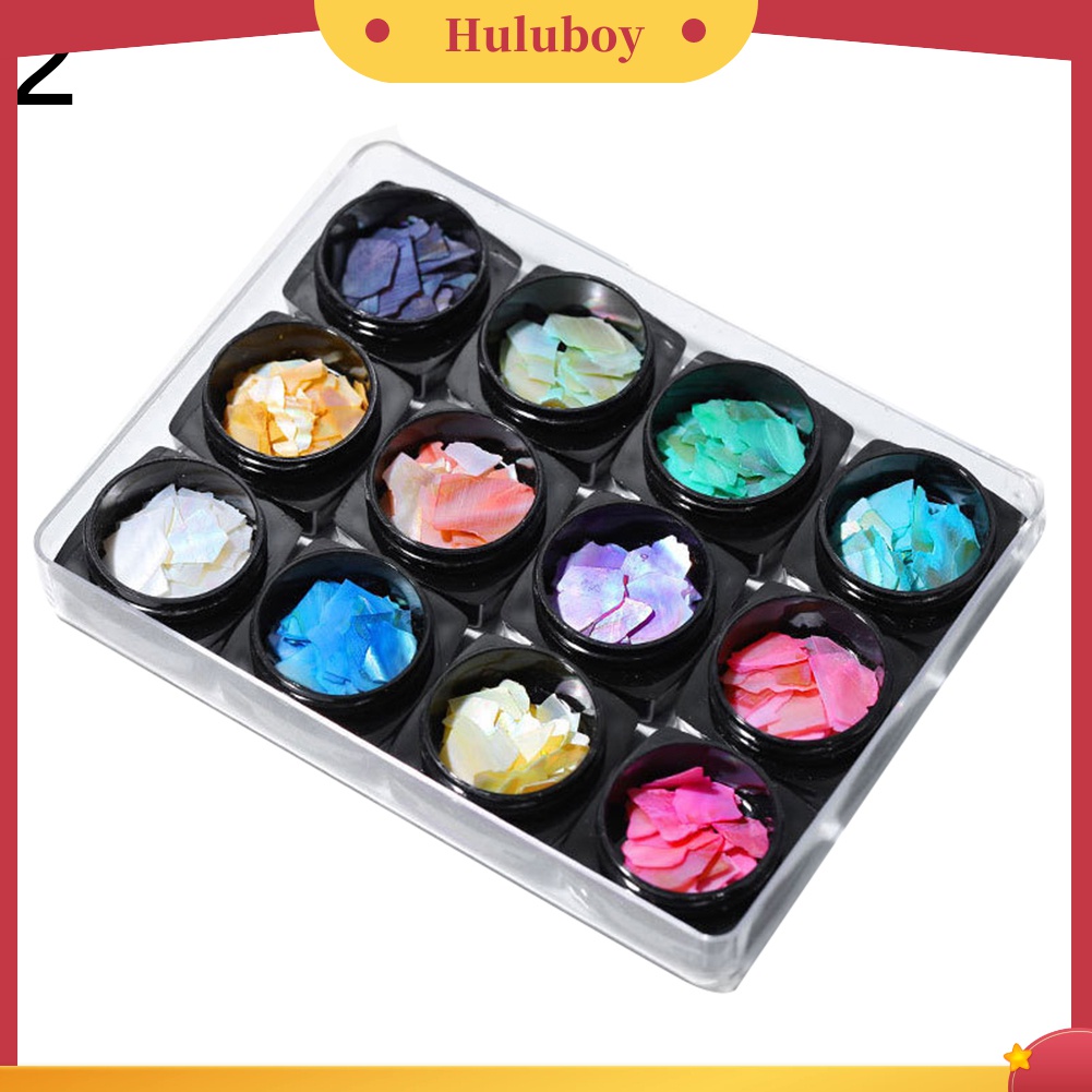 Huluboy Huluboy♡ 12pcs / Set Sequin Bentuk Kerang Untuk Dekorasi Manicure