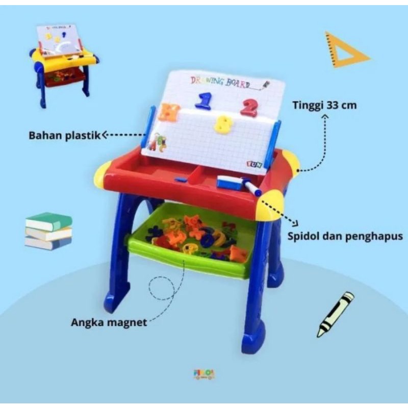 Mainan edukasi magnetic learning table meja belajar bermagnet