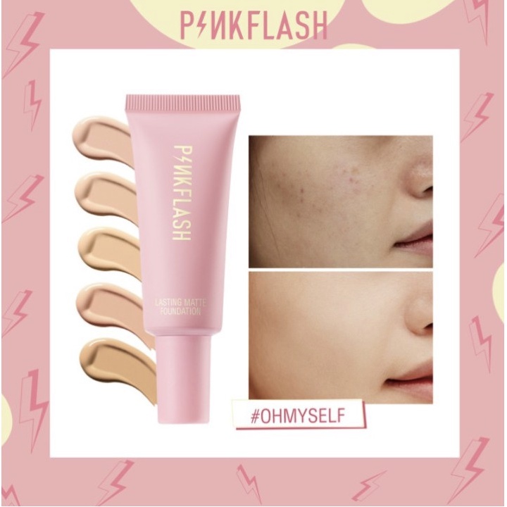 [ PINKFLASH ] OhMySelf Weightless Long Lasting All Day Tahan Air Matte Foundation 6 Colors PF002