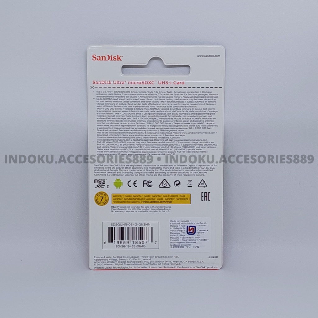 Memory Card Sandisk® 64GB Ultra Speed 80MB/S Original