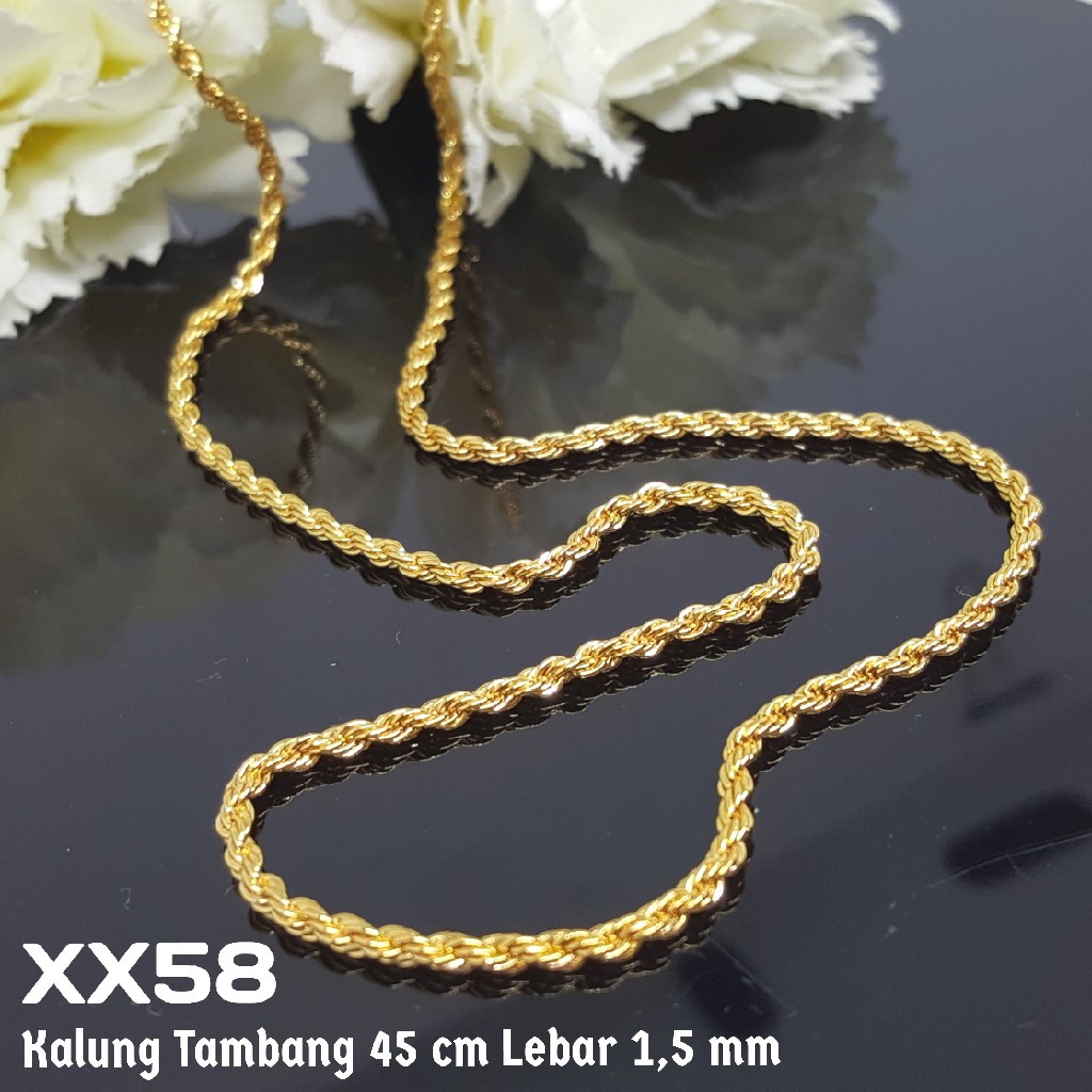 XX58 Kalung Rantai Tambang Emas Pria Wanita Perhiasan Imitasi Xuping