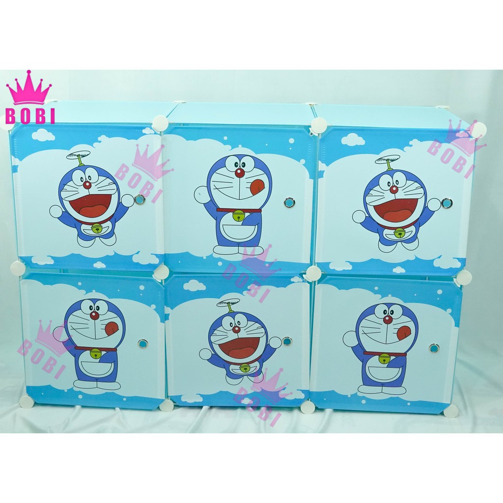 Lemari Pakaian 6 Pintu Portable Multifungsi - Portable Wardrobe Cabinet Ukuran :  75P X 111T X L37cm