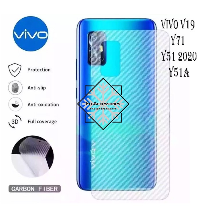 Skin Carbon Vivo V19 y71 Y51 Y51A Y53S a 2020 Skin Carbon antigores belakang back skin carbon