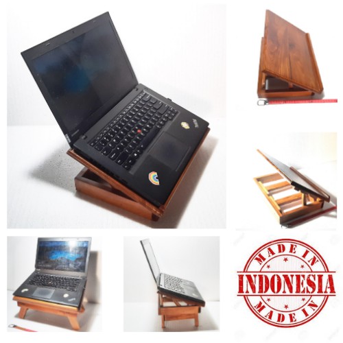 Stand Laptop Meja Lipat Baca Kayu Mahoni Jati S M L Hijrah 124101