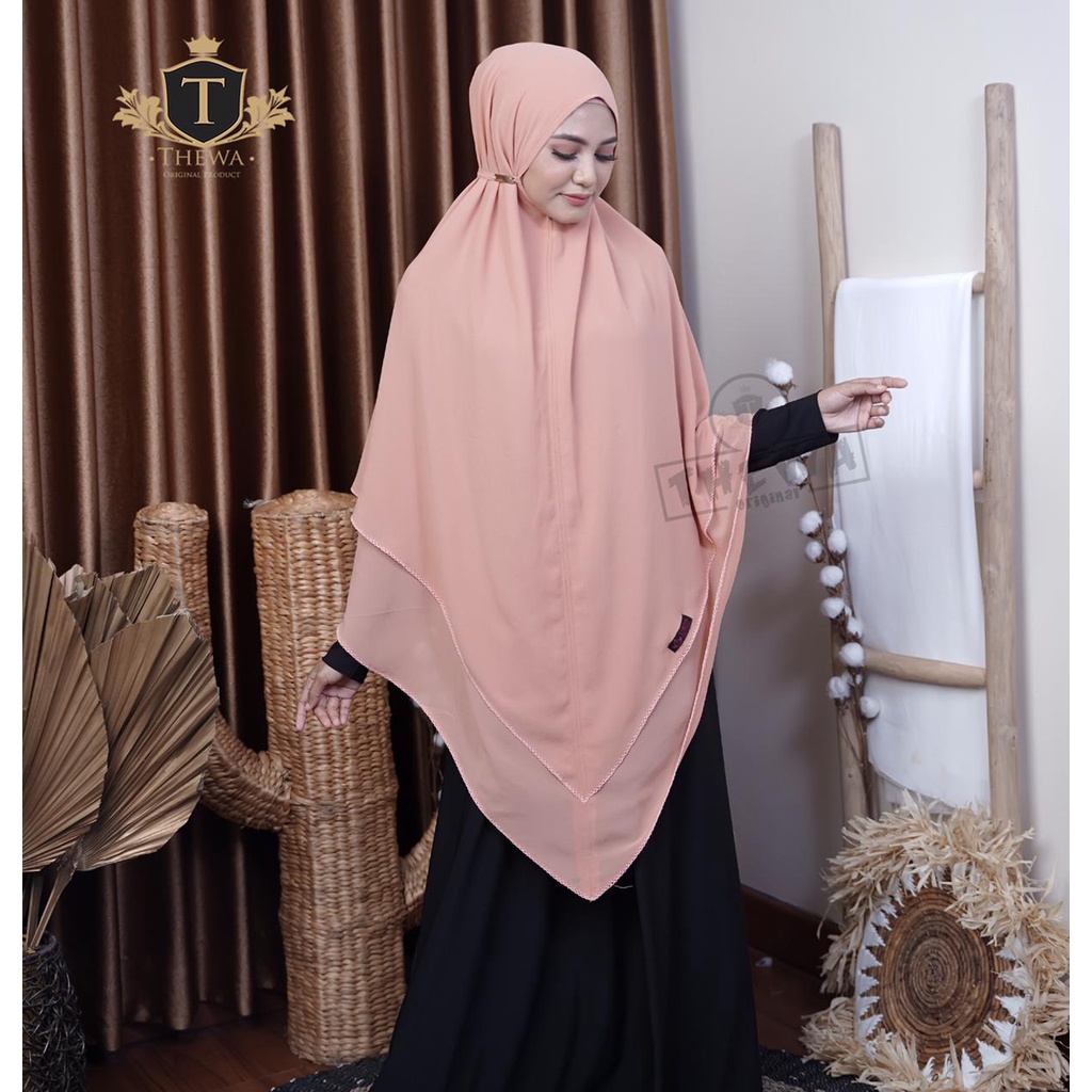 THEWA - Hijab Khimar Lancip 2 Layer Kintani Kenanga Tali Jumbo Variasi Viscot Kerudung Seruty Babydo