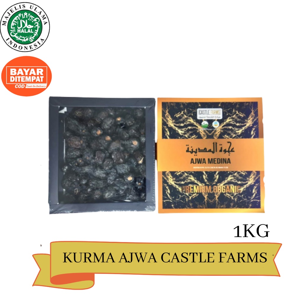 

Kurma Ajwa Organik Castle farms Premium 1kg / Kurma Nabi / Kurma ajwa Original / Kurma