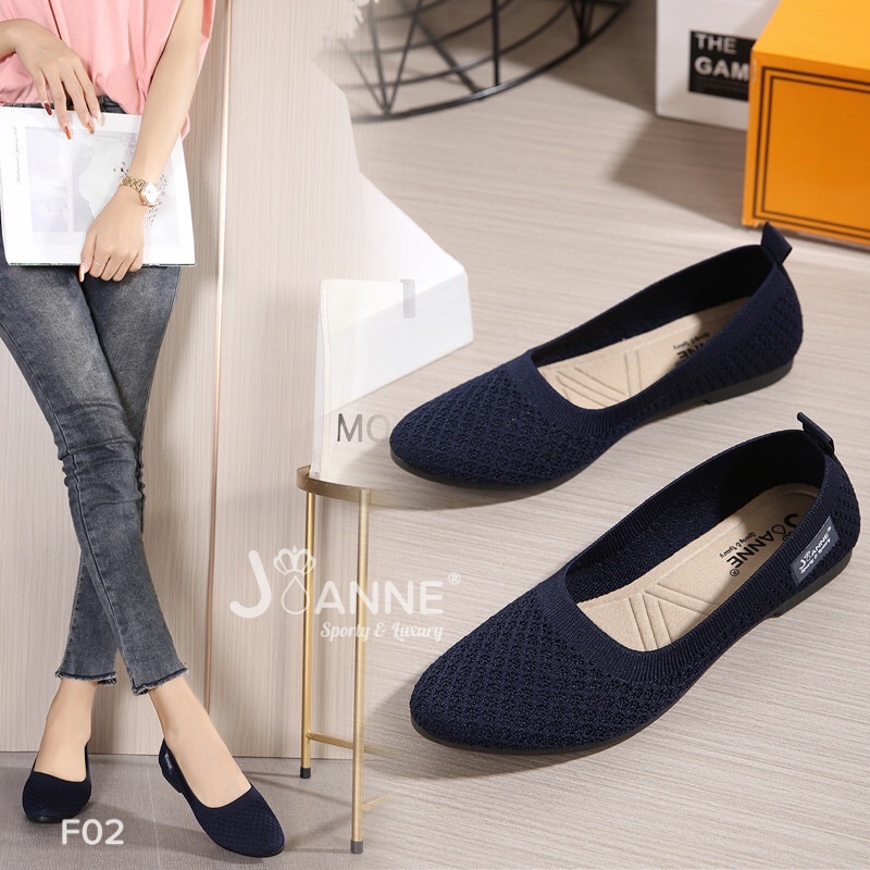 RESTOCK! [ORIGINAL] JOANNE FlyKnit Flat Shoes Sepatu Wanita #F02