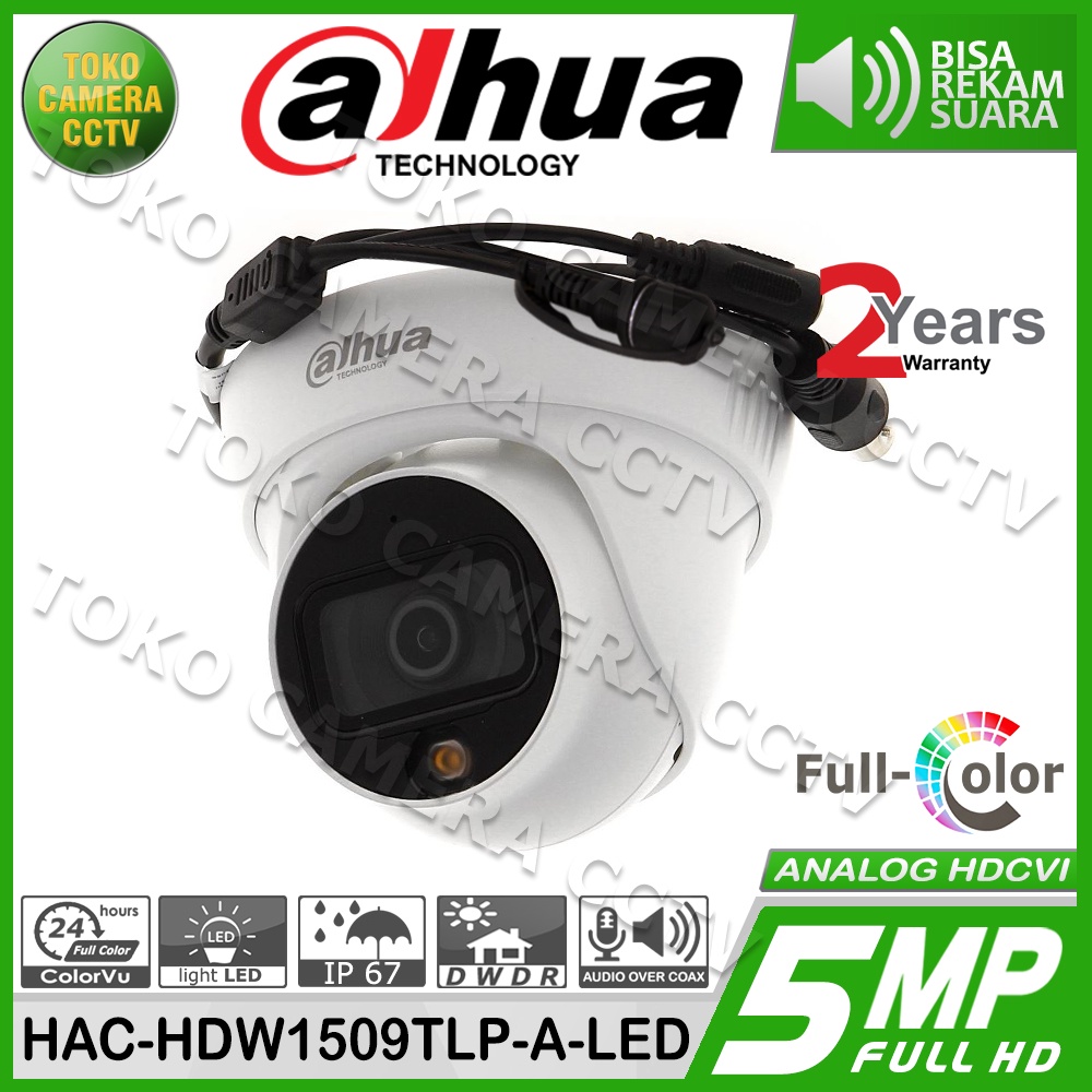 KAMERA OUTDOOR 5MP COLOR DAHUA HDW1509TLP-A-LED CAMERA CCTV BERWARNA