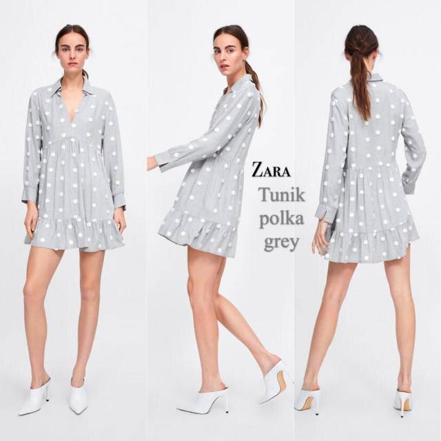 Zara tunik polka grey