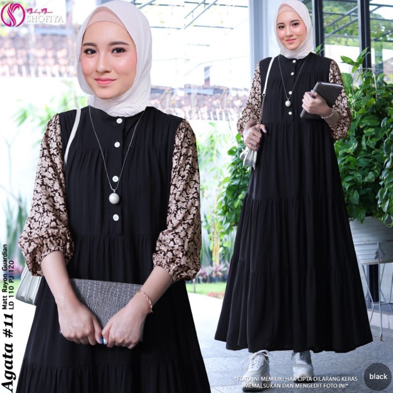 [RESTOCK] GAMIS DRESS FASHION MUSLIM // AGATA BY SHOFIYA-#11 Black