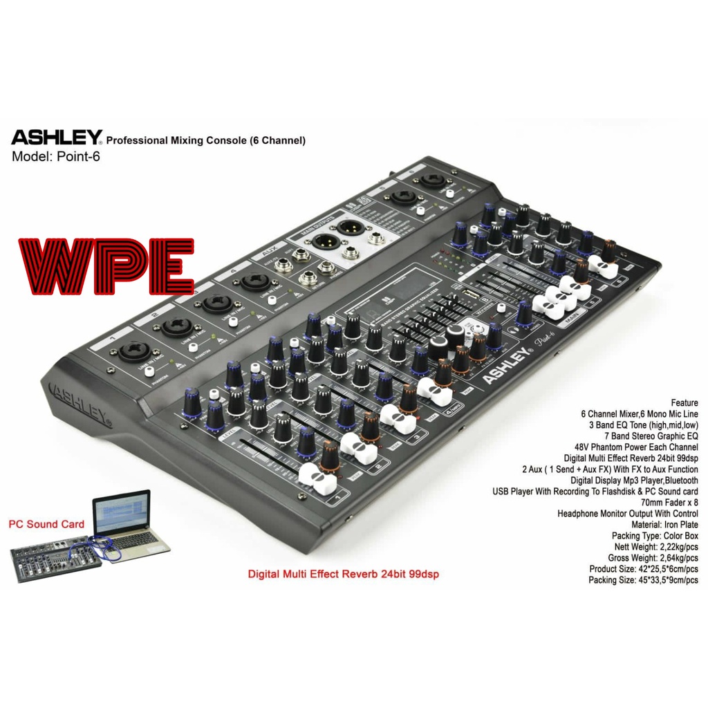 mixer audio ashley point6 / ashley point 6 original 6 channel