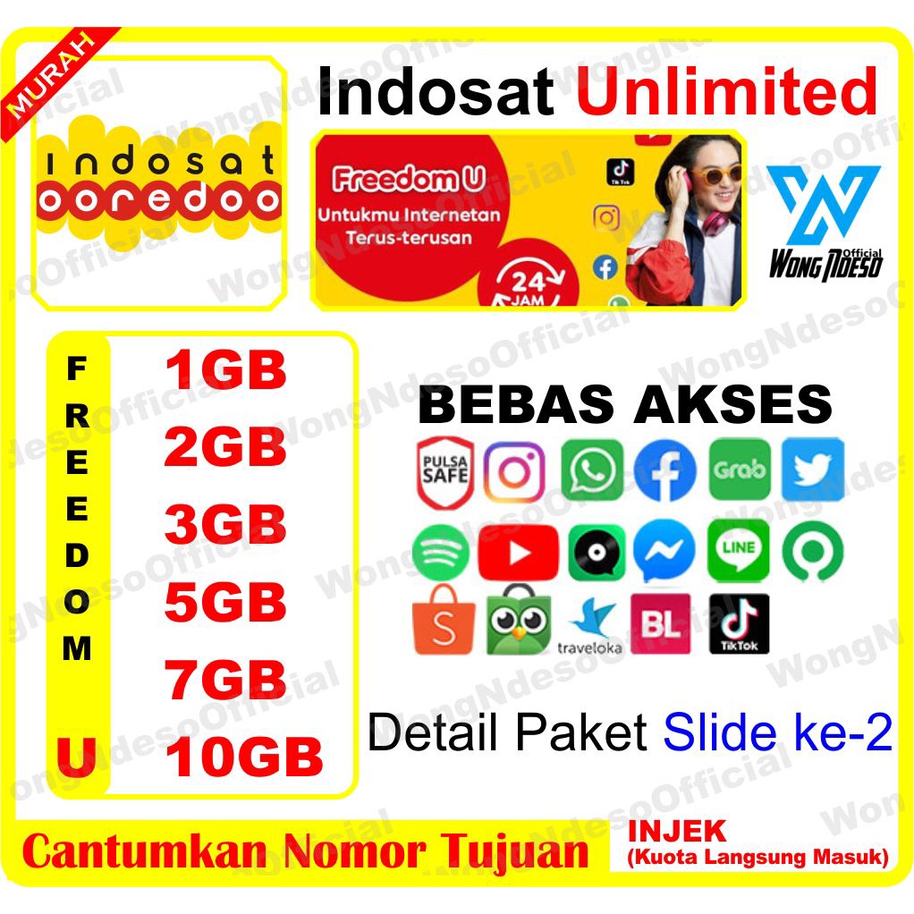 Jual Kuota Indosat Unlimited 1GB 2GB 3GB7GB 10GB Kuota Freedom ...