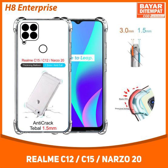 Case Anti Crack Realme C12 / C15 / Narzo 20 Casing Shockproof Dengan Tebal 1.5mm