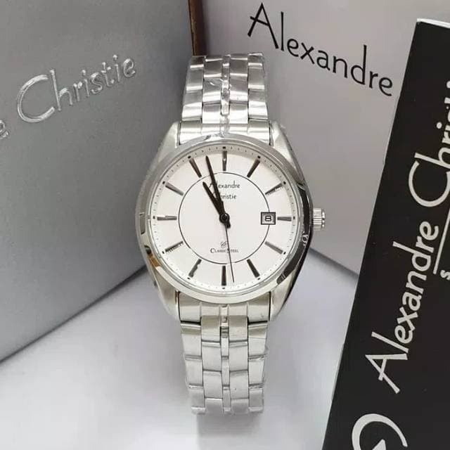 Jam tangan wanita Alexandre Christie AC 8578 AC8578 full silver Original