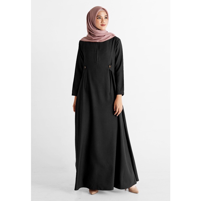 PREMIUM TUFINE - GAMIS WANITA GAMIS KEKINIAN - AZEEZA DRESS BLACK - M