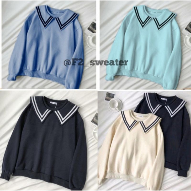F2sweater - Basic Sweater Pulma Top Wanita Switer Oblong Kerah Japan