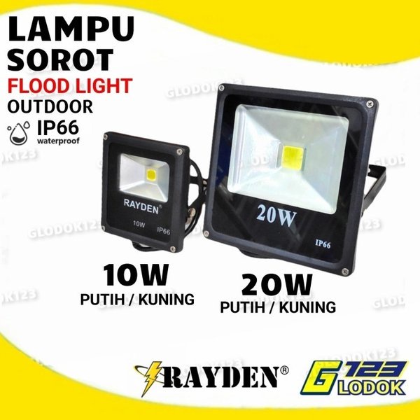 Lampu Sorot Flood Light LED 10 20 Watt 10W 20W Putih Kuning Waterproof