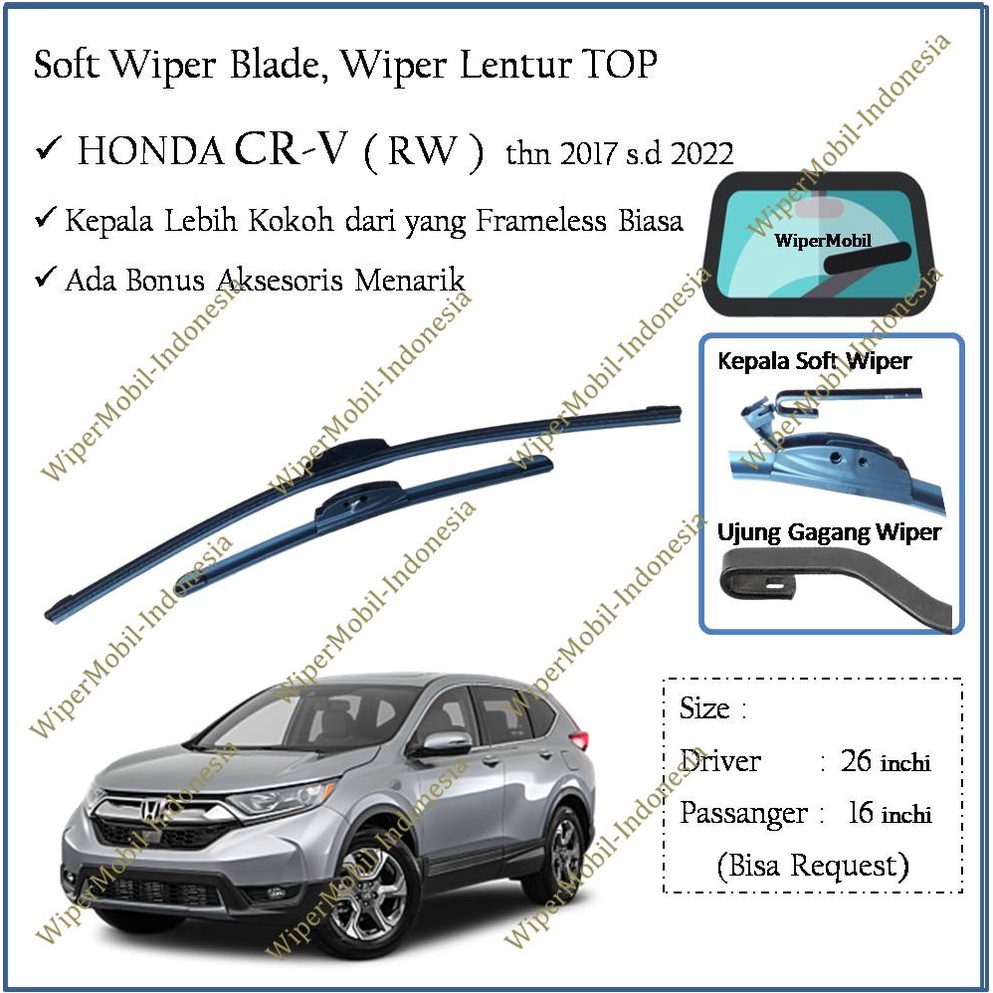 Soft Wiper Blade Honda CR-V CRV CR V 2017 2018 2019 2020 2021 2022