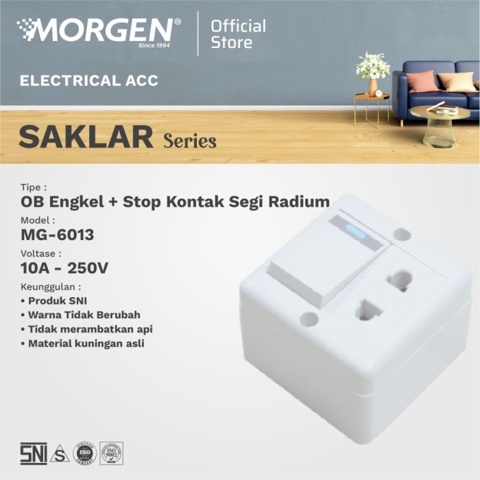 Stop Kontak  Saklar OB Morgen MG 6013 Outbow Tempel SNI Original