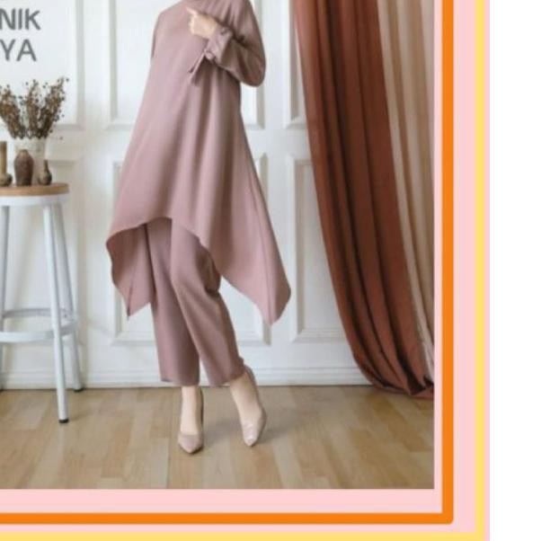 ✲ Stelan Syari Wanita LongDress Baju Muslim Original Tunik Terbaru2021 Nidia ➬