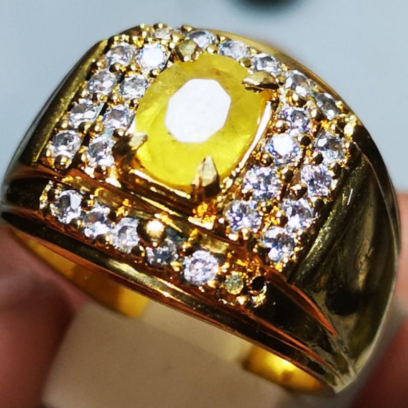 batu yellow safir asli natural siap pakai