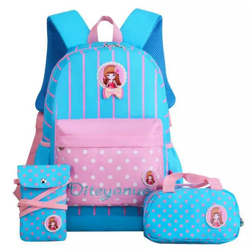 [COD] tas ransel anak wanita motif barbie salur warna warni / tas anak paud/ tas anak tk perempuan