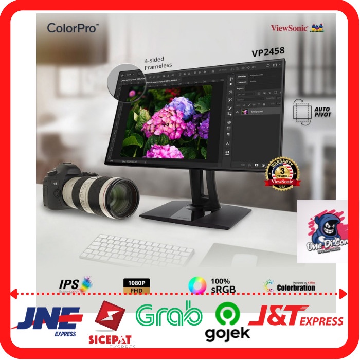 Monitor LED 24" ViewSonic VP2458 |100% sRGB|IPS|Frameless