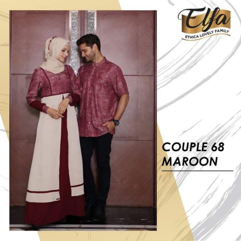 Couple 68 maroon ethica gamis koko