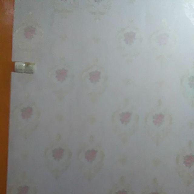 Wallpaper Dinding Klasik Bunga Shabby Mewah Gold Pink Merah Cream Ornament