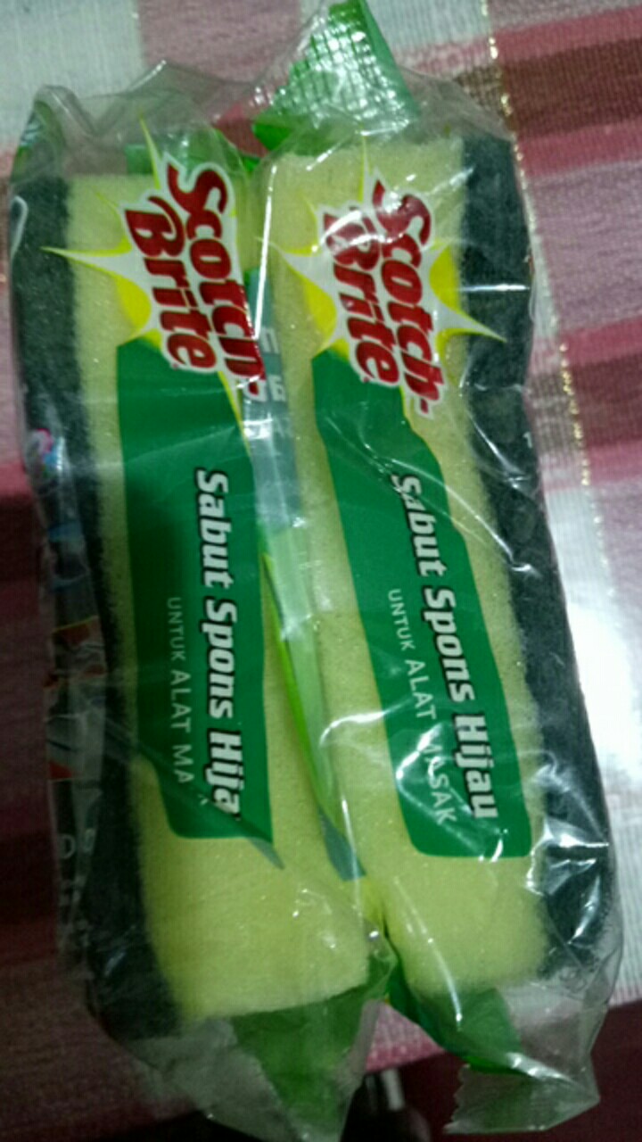 3m Scotch-brite Sabut / Spons Alat Masak 1 Pcs 3x4 Inch Sponge Dishwasher Spons Cuci Piring 3m-id-30