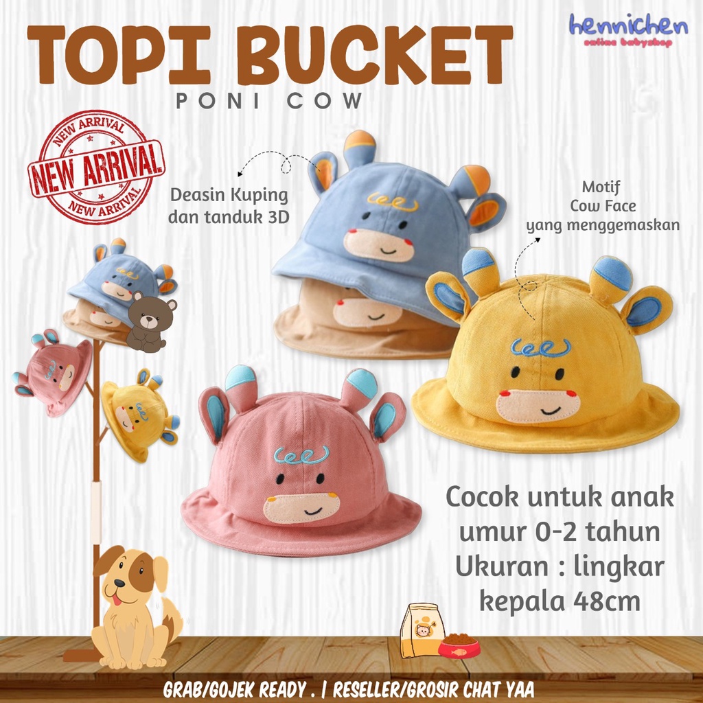 BUCKET PONY COW TANDUK 3D BUCKET TOPI ANAK HAT BABY FASHION ANAK UNISEX LUCU CNA