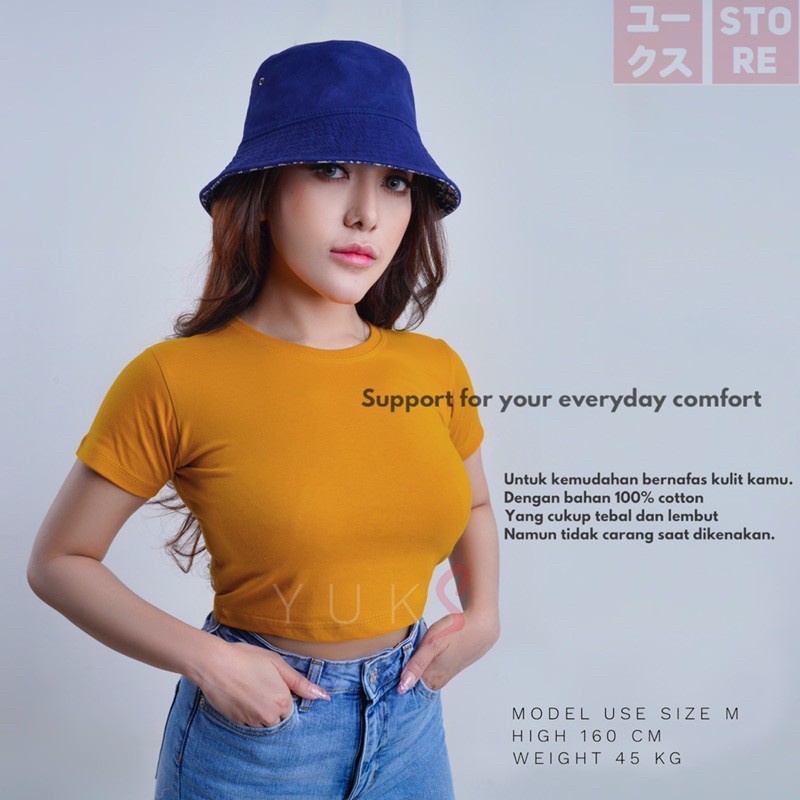 KAOS CROP TOP POLOS ATASAN TEBAL &amp; TIDAK NERAWANG TEE COTTON TSHIRT TOPS BAJU WANITA TEBAL CROPTOP