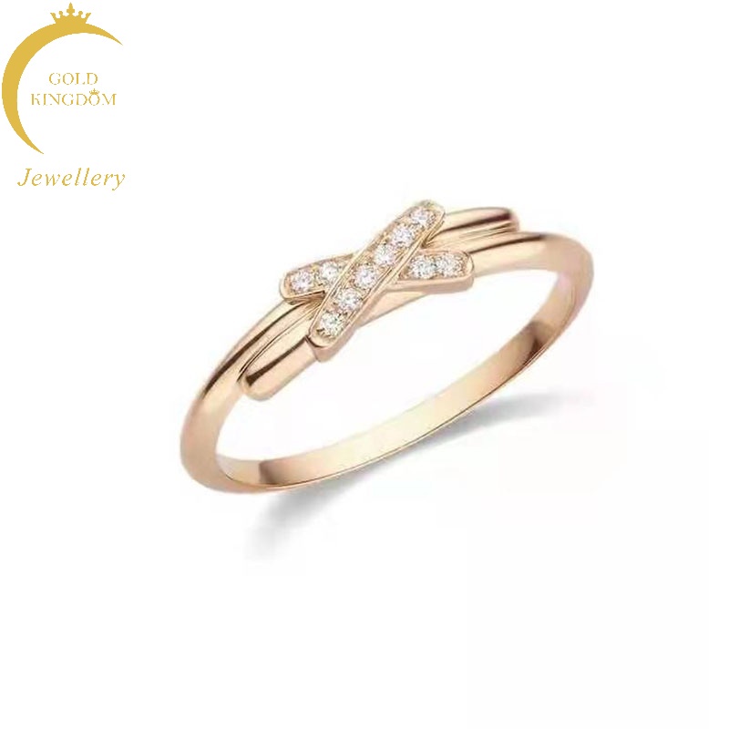 Cincin Zircon Double Band Desain Pita Lapis Emas Gaya Korea