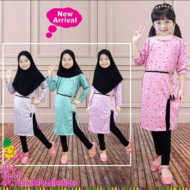 Tunik Anak Perempuan / Setelan Baju Tunik Anak Little Pineapple 2-3 Tahun / Baju Anak Cewek