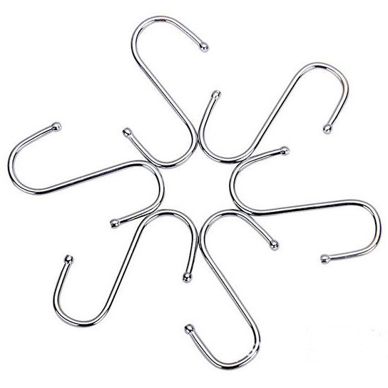 Hanger Gantungan Jaket Baju Panci Dapur Tas Lengkung Serbaguna Stainless Steel 10 PCS Silver Tebal