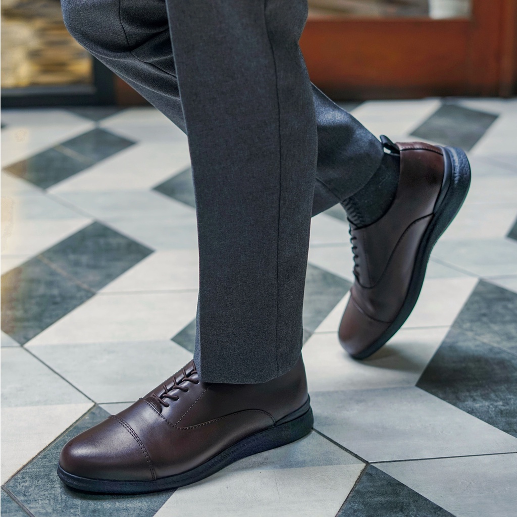 OXFORD 3.0 BROWN (Kulit Asli) - Sepatu Formal Pria Pantofel Pria Kulit Asli Casual Kerja Kantor Kuliah Pantopel Hitam Tali Kasual Original