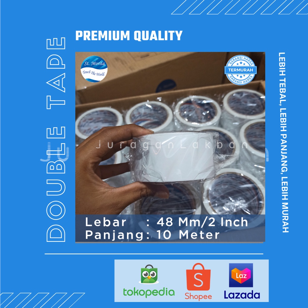 

Double Tape 48Mmx10Meter Double Tip /2 inch Premium