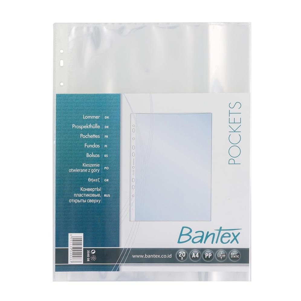 

Bantex Pocket Clear 20 Sheets 0.06mm thickness A4 8040 08 (ART. 13)