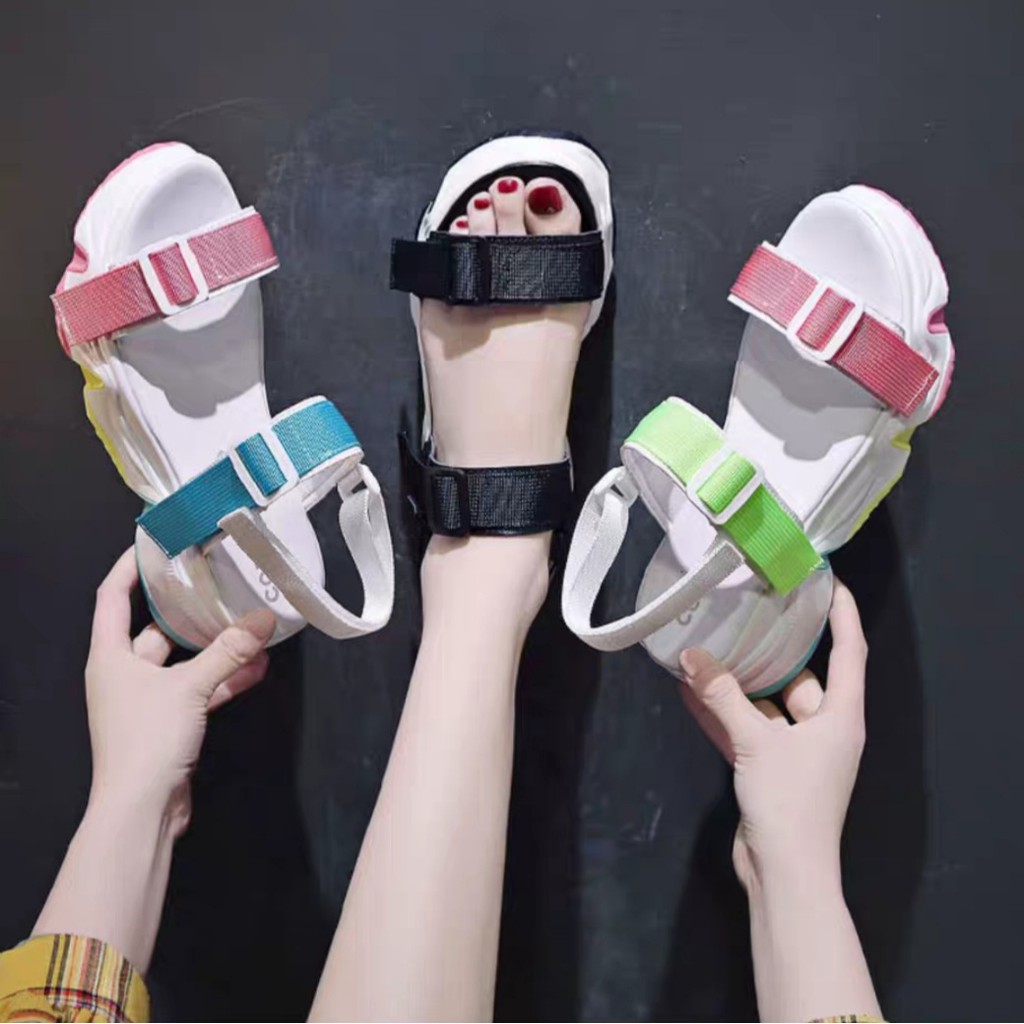 Sandal Tali Wanita Dua Strip Dua Warna WA413