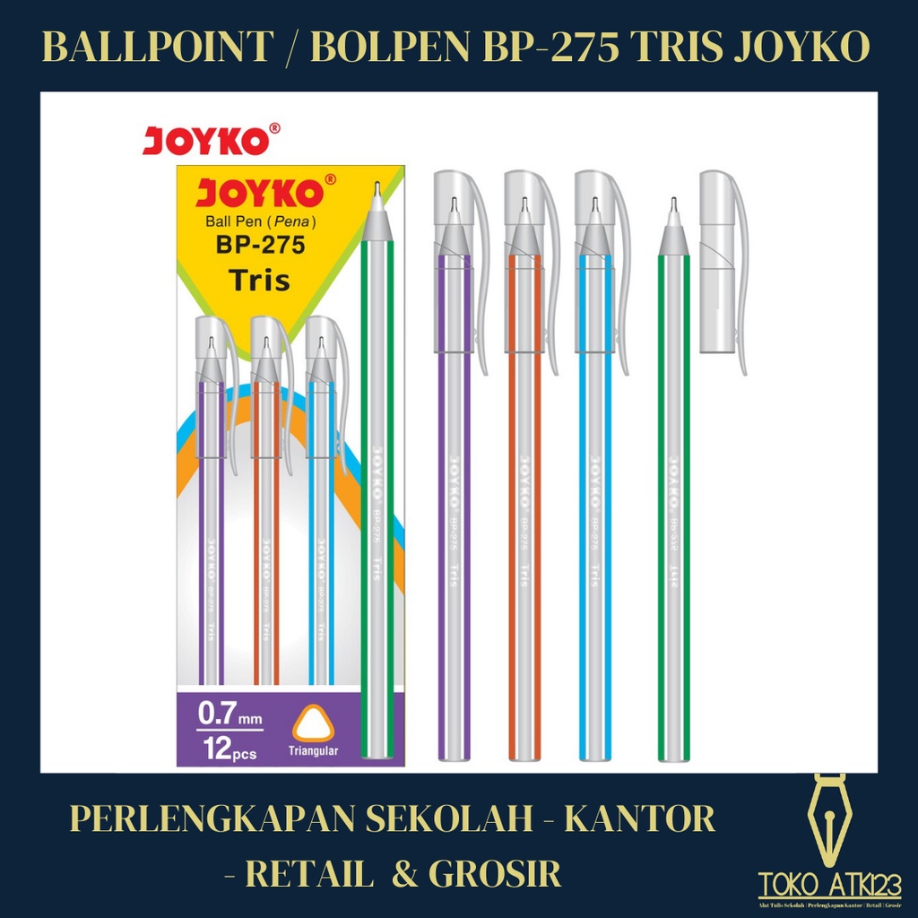 Ballpoint / Bolpen Joyko BP-275 Tris (Termurah - Isi 12 pc)