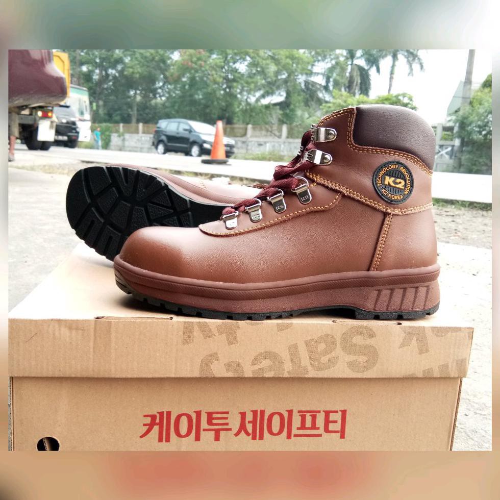 Sepatu Boot Safety Besi K2 Original - Sepatu Proyek Lapangan Kulit Asli - K2 Safety Kulit -Sepatu