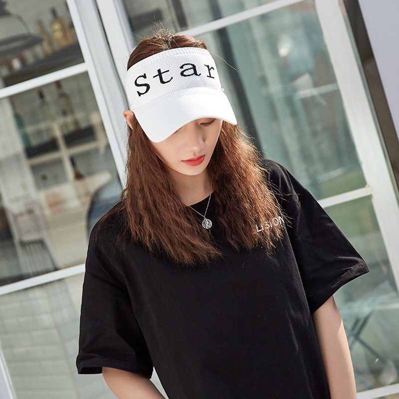 -050 Topi Golf Tennis Rajut Katun Elastis Import Letter STAR Sun Visor Hat