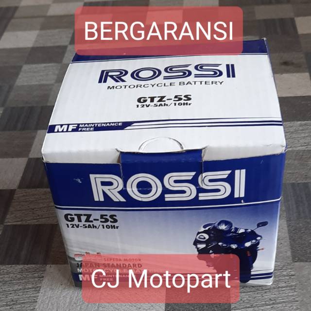 AKI KERING (SEMI) ROSSI GTZ5S 12V5Ah/10Hr BEAT KARISMA GARANSI 6BULAN