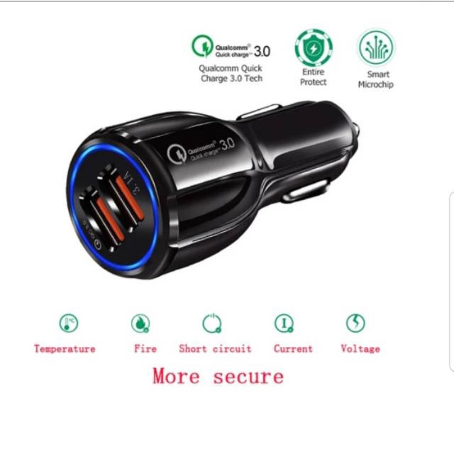 Original casan mobil qualcomm 6A fast charging 2 USB fast car charger 2 slot casan mobil 2 lubang fast charging
