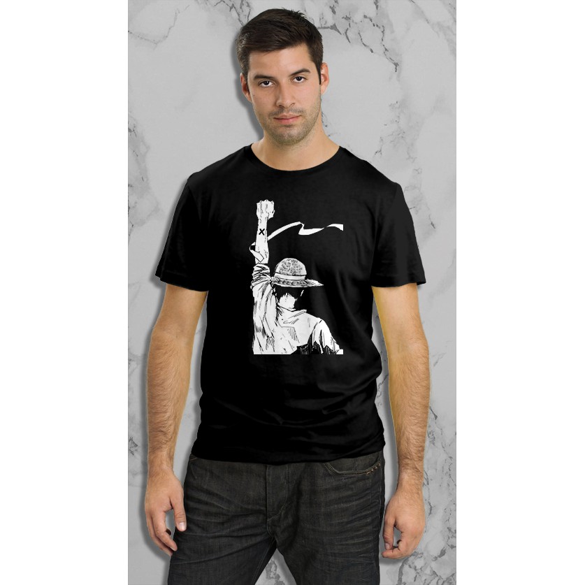 KAOS DISTRO PRIA BAJU DISTRO PRIA MURAH BAJU LAKI LAKI KAOS PRIA BRANDED ANIME ONE PIECE HITAM