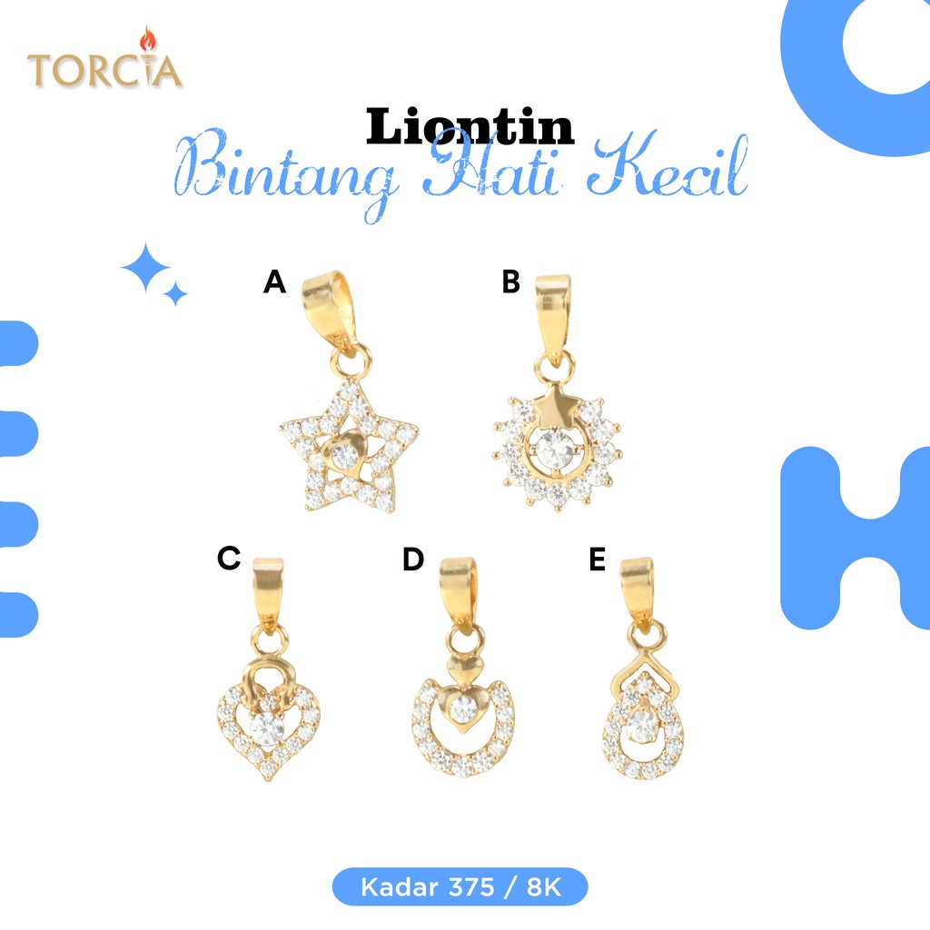 Liontin Kecil Emas Asli Bintang Hati Kadar 375 Torcia